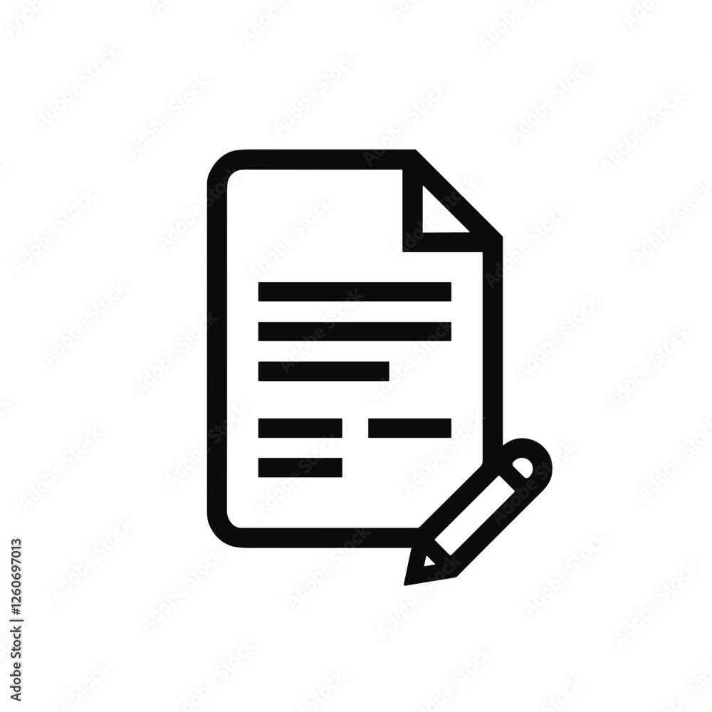 Document icon with pencil on transparent background Document icon with pencil on transparent background