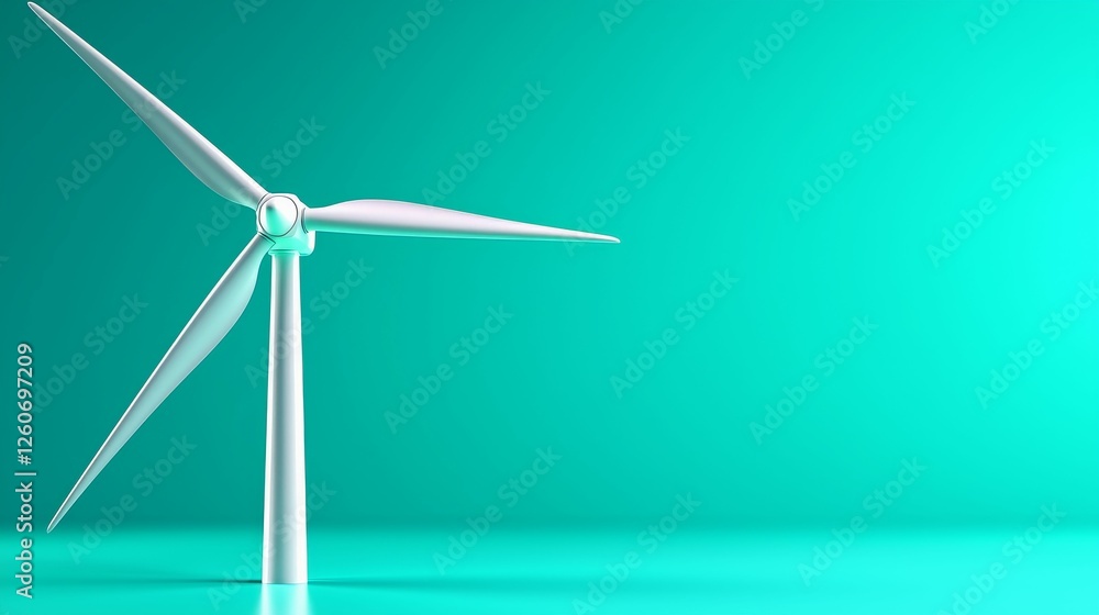 Minimalist wind turbine on a teal background. Minimalist wind turbine on a teal background.