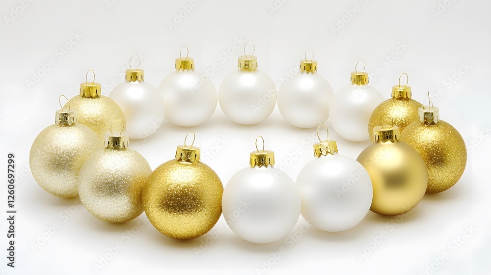 Elegant Gold and White Christmas Baubles Circle Elegant Gold and White Christmas Baubles Circle