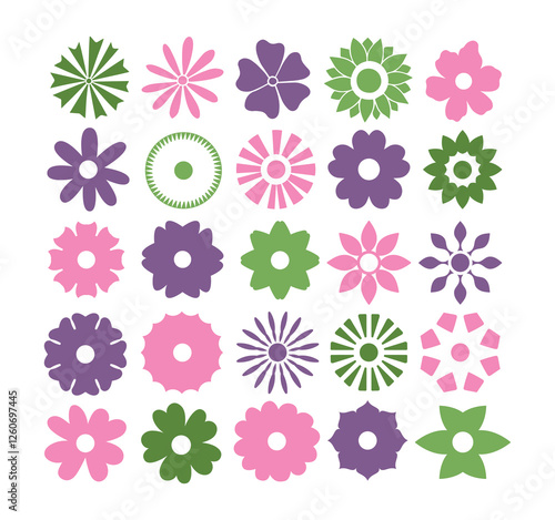 Collection of flowers, Colorful flowers collection, Flower vector Icon set