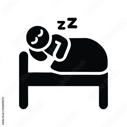 icon, sleeping stick man figure, stickman resting, rest room, illustration, isolated pictogram on transparent background