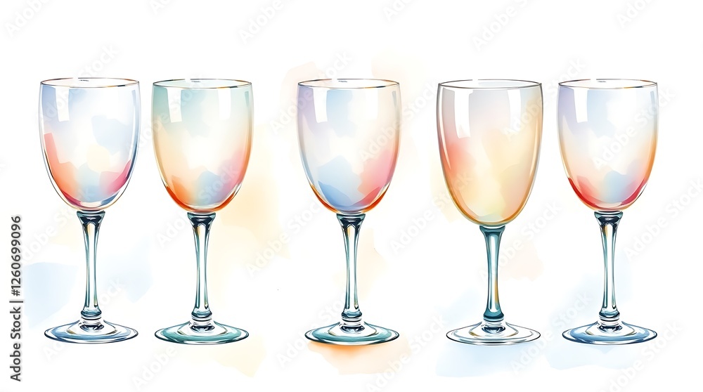 Composition with five glasses of drinks Composition with five glasses of drinks
