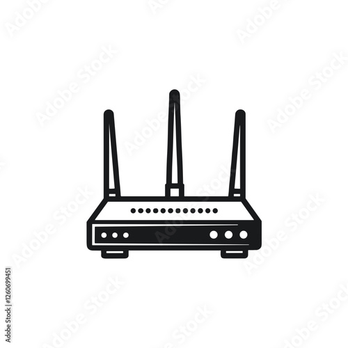 Wireless router icon in black line art on transparent background