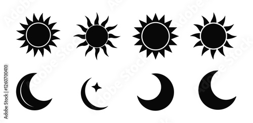 Fotografie Sun and moon icon set vector illustration