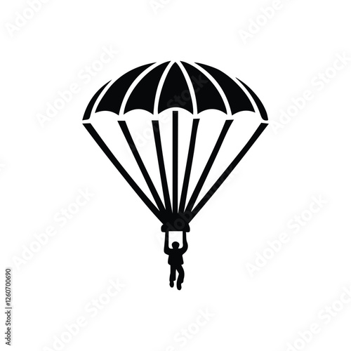parachutist icon, parachute flying, isolated on transparent