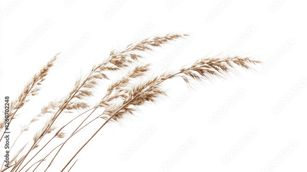 Fototapeta premium Dried reeds against a white background. Possible use Nature photography, botanical illustrations, or digital art
