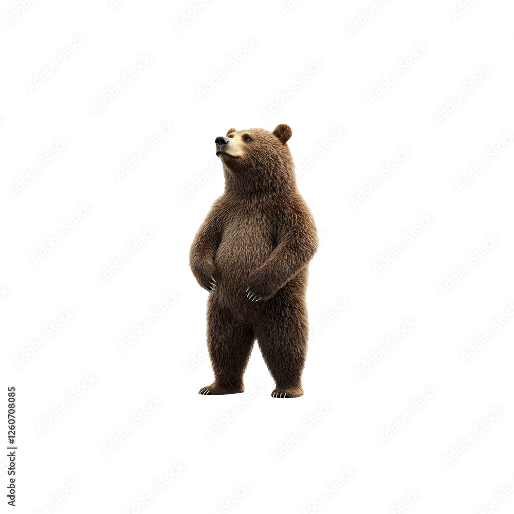 Fototapeta premium Realistic Brown Bear Standing Upright in a Natural Background