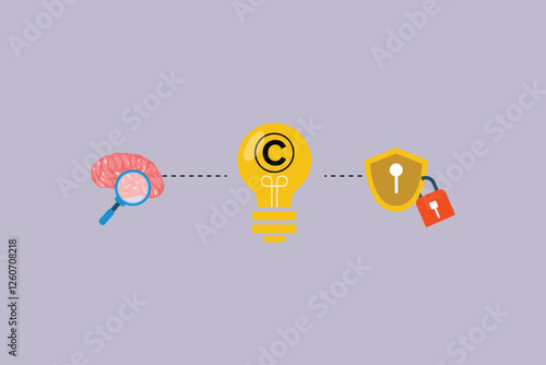 Protection of intellectual property concept. Colored flat vector illustration isolated.