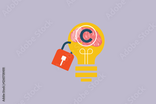 Protection of intellectual property concept. Colored flat vector illustration isolated.