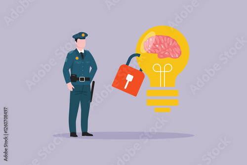 Protection of intellectual property concept. Colored flat vector illustration isolated.