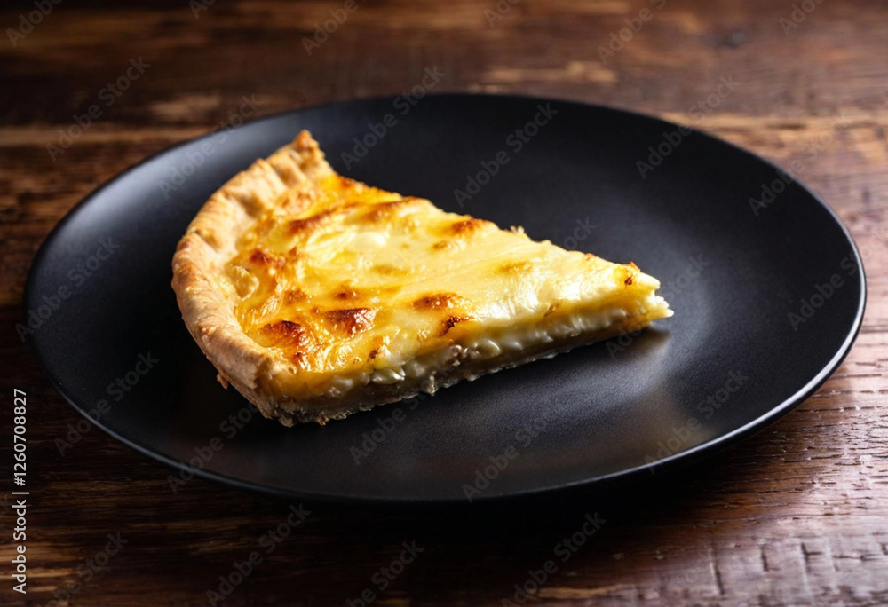 A close-up view of a slightly torn piece of savory pie made from round balls of leavened dough, with a filling of creamy mozzarella and ham visible inside. The dough is golden and slightly flaky, rest A close-up view of a slightly torn piece of savory pie made from round balls of leavened dough, with a filling of creamy mozzarella and ham visible inside. The dough is golden and slightly flaky, rest