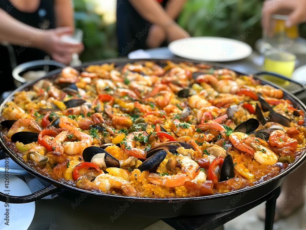 Seafood Paella: Spanish Dish with Shrimp, Mussels, and Saffron Rice Seafood Paella: Spanish Dish with Shrimp, Mussels, and Saffron Rice