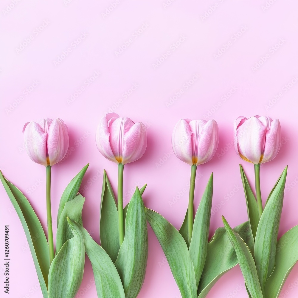 Pink Tulips Spring Blossom Floral Bouquet Pastel Background Pink Tulips Spring Blossom Floral Bouquet Pastel Background