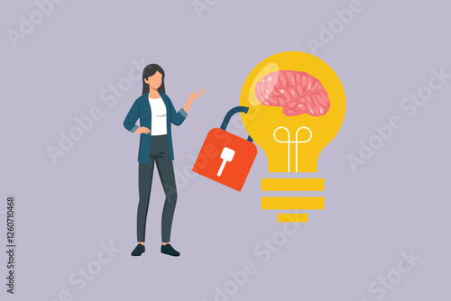 Protection of intellectual property concept. Colored flat vector illustration isolated.