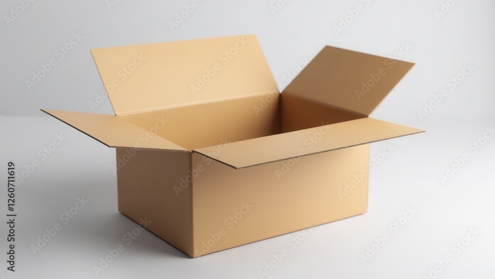 Open cardboard box with wrapping paper mockup on a white background. Open cardboard box with wrapping paper mockup on a white background.