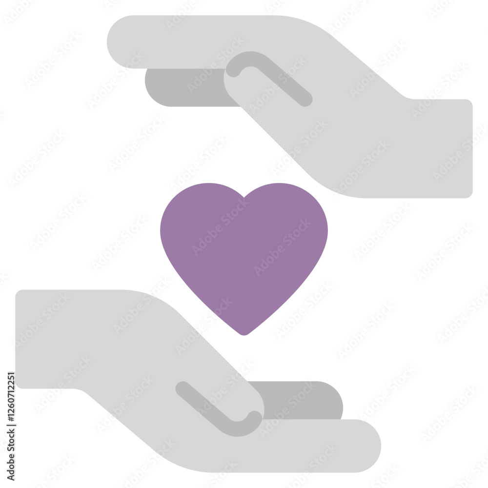Symbolic Hands Cradling a Heart Icon Symbolic Hands Cradling a Heart Icon