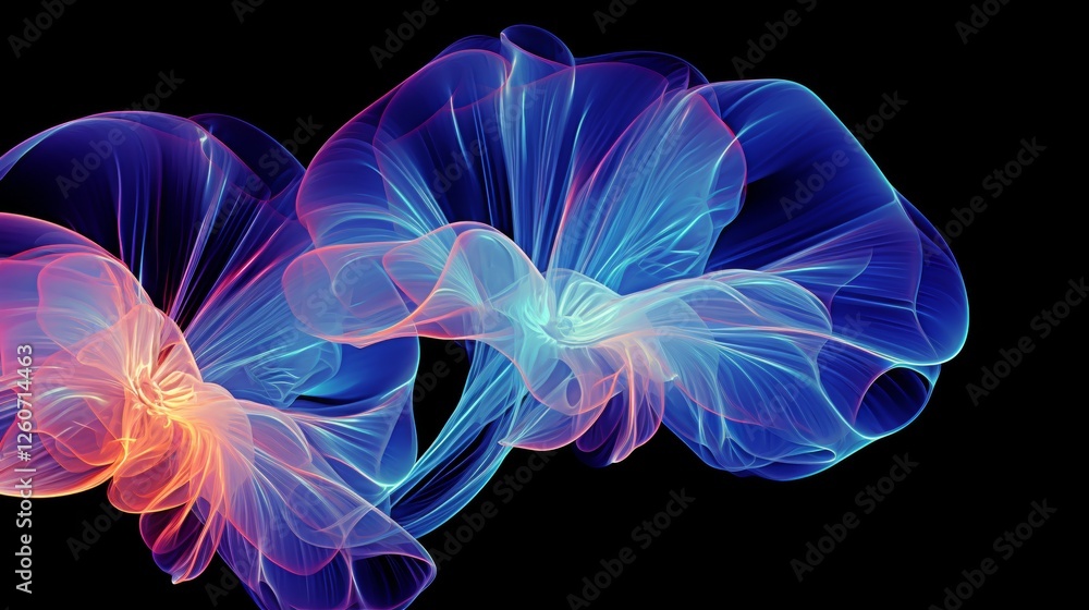 Obraz premium Abstract Flowing Lines, Colorful Wavy Design, Vibrant Neon Colors, Digital Background Image.