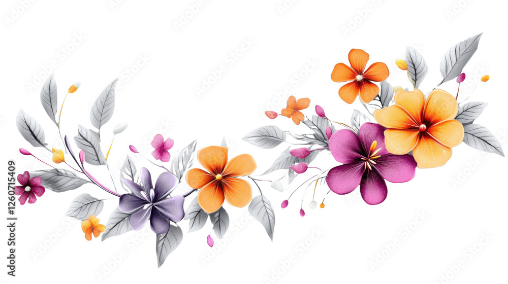 Obraz premium Colorful floral arrangement decorating a transparent background