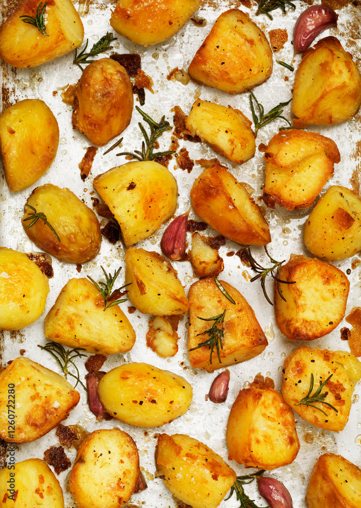 Roasted garlic potatoes with rosemary Roasted garlic potatoes with rosemary