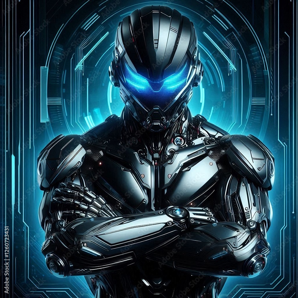 A futuristic cyber warrior with a sleek A futuristic cyber warrior with a sleek