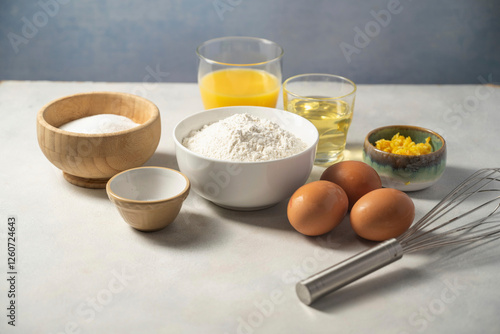 Ingredients for orange bundt cake photo