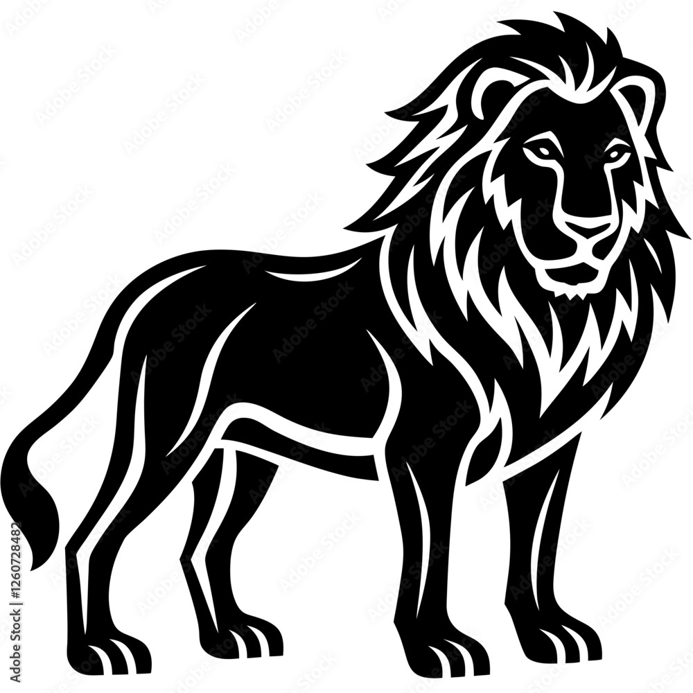 The lion outline vector and illustration line art design on a white background The lion outline vector and illustration line art design on a white background