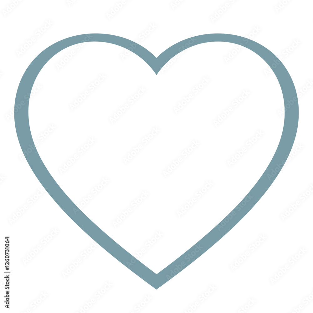 Thin blue heart outline in minimalist style Thin blue heart outline in minimalist style