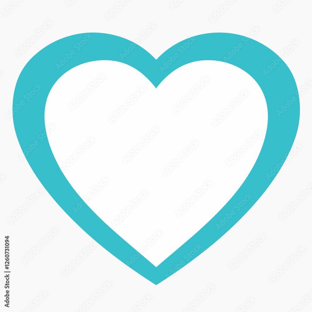 Solid turquoise heart outline in minimalistic style
