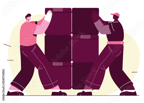 Teamwork Triumphs. Labor Day Delivery Workers Powering Through heavy unity effort