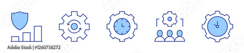 risk management, collaboration, time management, process. Management Icon vector illustration. Line Duotone style. Editable stroke