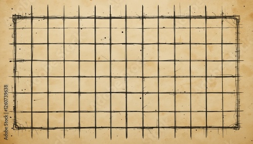 An aged parchment background featuring a hand-drawn grid pattern, ideal for artistic or note-taking purposes.