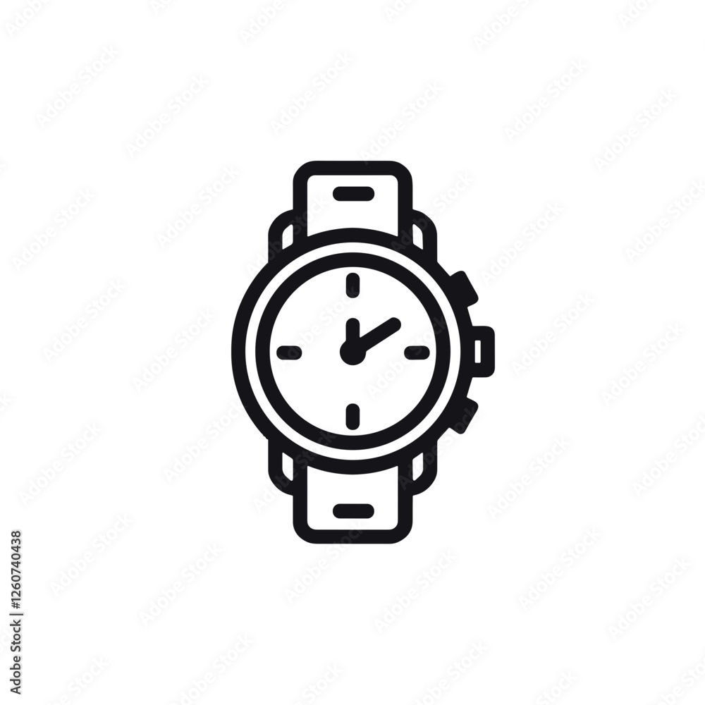 Black wristwatch icon in minimalist design Black wristwatch icon in minimalist design