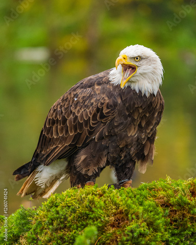 portrait of a bald eagle on a branch