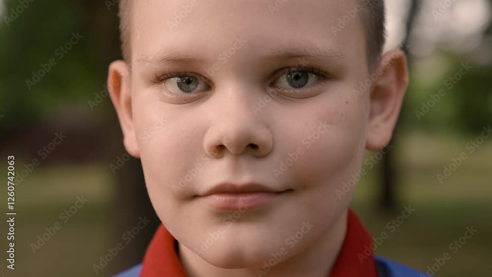 Baby face close-up, eyes face child close-up, child boy schoolboy on playground, happy family, boy teenager smiling in the park, first grader outdoors, schoolboy at recess in school park, gray eyes Baby face close-up, eyes face child close-up, child boy schoolboy on playground, happy family, boy teenager smiling in the park, first grader outdoors, schoolboy at recess in school park, gray eyes
