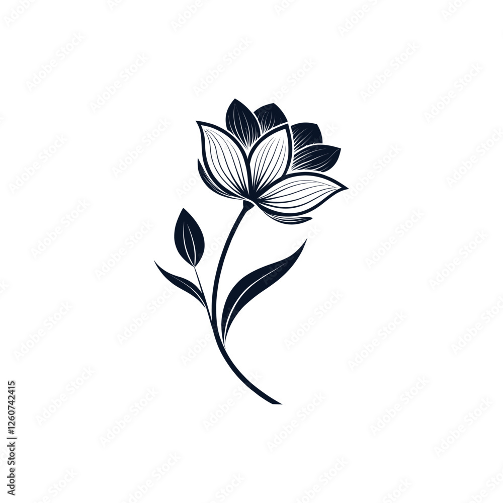 Obraz premium flower silhouette logo vector line art logo design