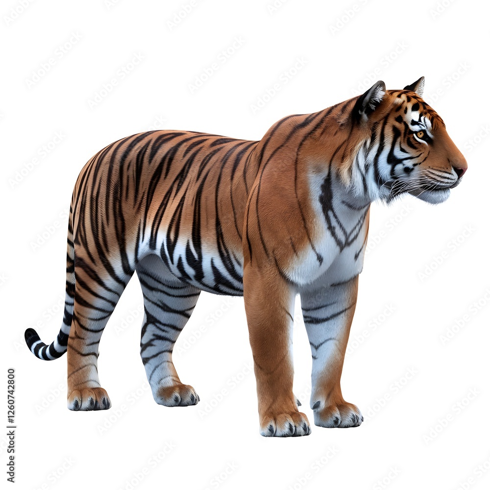 Naklejka premium Majestic Standing Tiger with Blue Eyes.