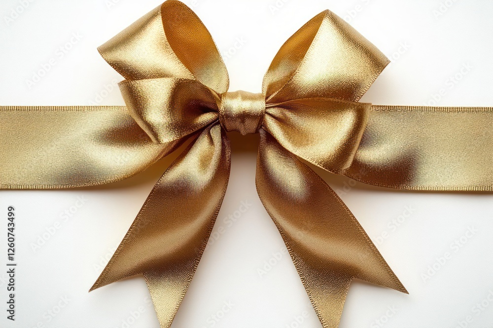 Gold Satin Ribbon Bow Minimalist Design for Christmas Decoration Gold Satin Ribbon Bow Minimalist Design for Christmas Decoration