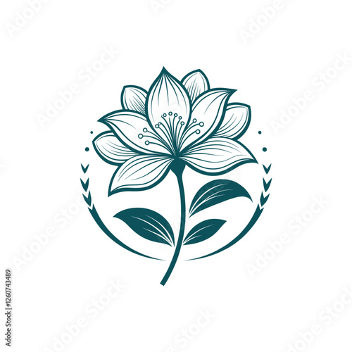 flower silhouette logo vector line art logo design