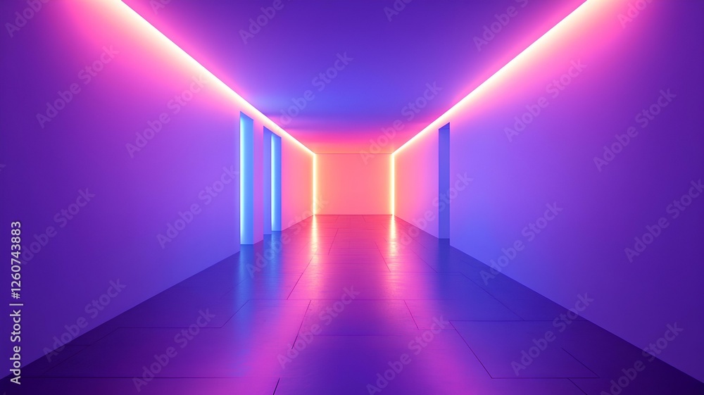 Obraz premium purple corridor with neon light