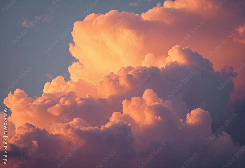 Colorful cloudy sky with pink and blue hues, fluffy clouds against a bright, sunny background Colorful cloudy sky with pink and blue hues, fluffy clouds against a bright, sunny background