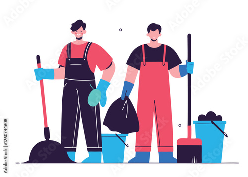 Proud Sanitation Workers Celebrate Labor Day. Vector Illustration Pride Unity   