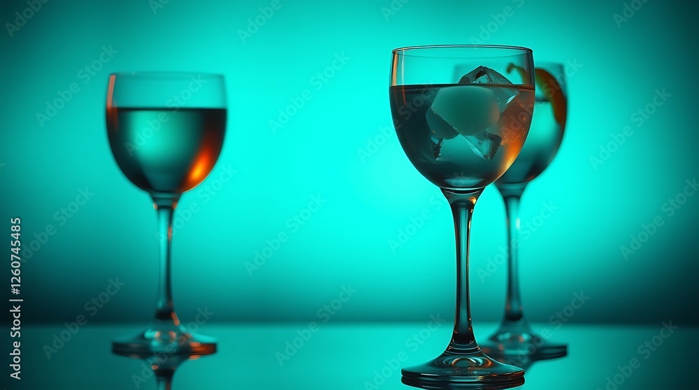 Glasses with alcoholic cocktail drinks Glasses with alcoholic cocktail drinks