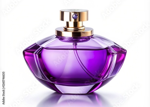 Purple Bottle Perfume Glass On A White Background