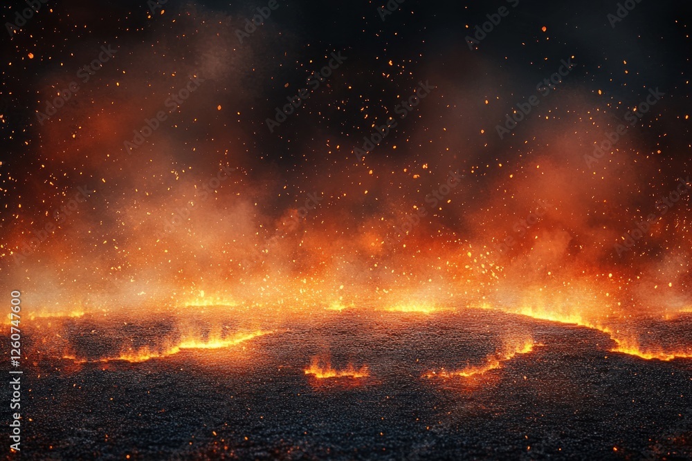 Fiery Landscape with Glowing Embers and Dramatic Backlighting Abstract Expressionism Fiery Landscape with Glowing Embers and Dramatic Backlighting Abstract Expressionism