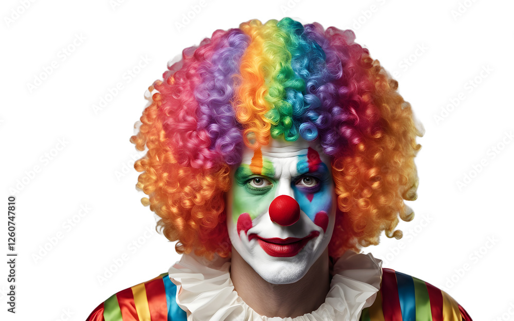 A clown wig in rainbow colors, isolated on a empty plain background A clown wig in rainbow colors, isolated on a empty plain background