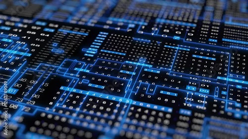 HUD Technology Futuristic Digital Decimal Encoder Data Sampling Simulation Smart Concept. UI Statistic Stream Line Flowing Status 4K Motion Background.