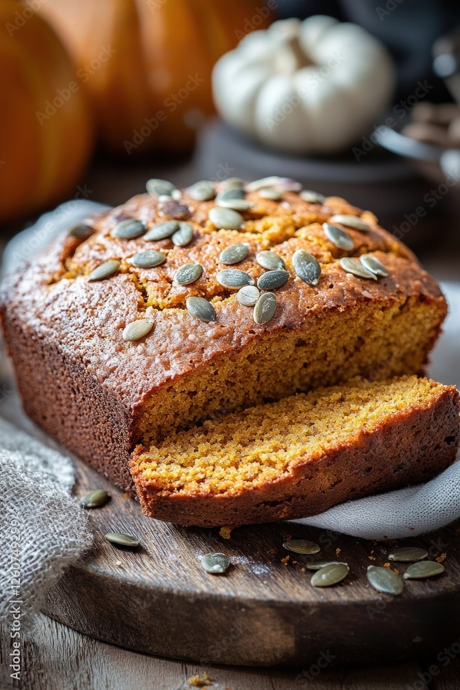 Rustic Pumpkin Seed Bread Freshly Baked in Autumn Cozy Farmhouse Style Rustic Pumpkin Seed Bread Freshly Baked in Autumn Cozy Farmhouse Style