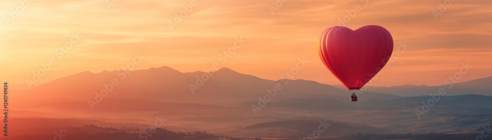 A breathtaking scene of a red heart-shaped hot air balloon floating over a landscape at sunset, symbolizing love, adventure, and romance.
A breathtaking scene of a red heart-shaped hot air balloon floating over a landscape at sunset, symbolizing love, adventure, and romance.