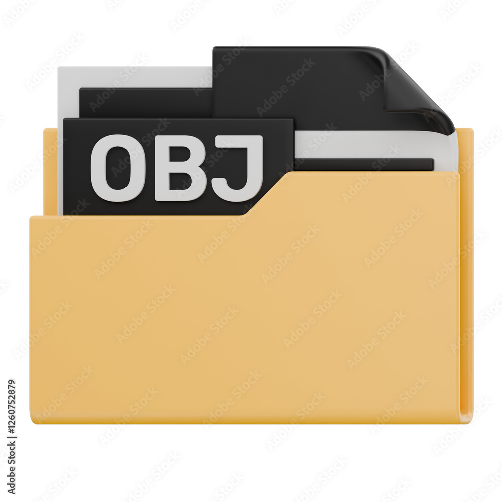 3D OBJ File Folder Format Icon 3D OBJ File Folder Format Icon