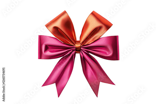 vibrant gift bow in shades of orange and pink, perfect for celebrations and special occasions. This decorative element adds festive touch to any present